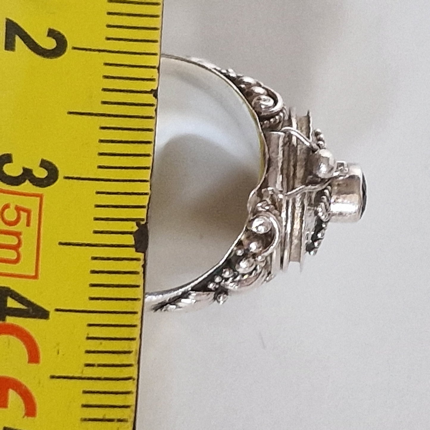 Sterling Silver Amethyst Signet Ring with Secret Compartment (Size 18.5)