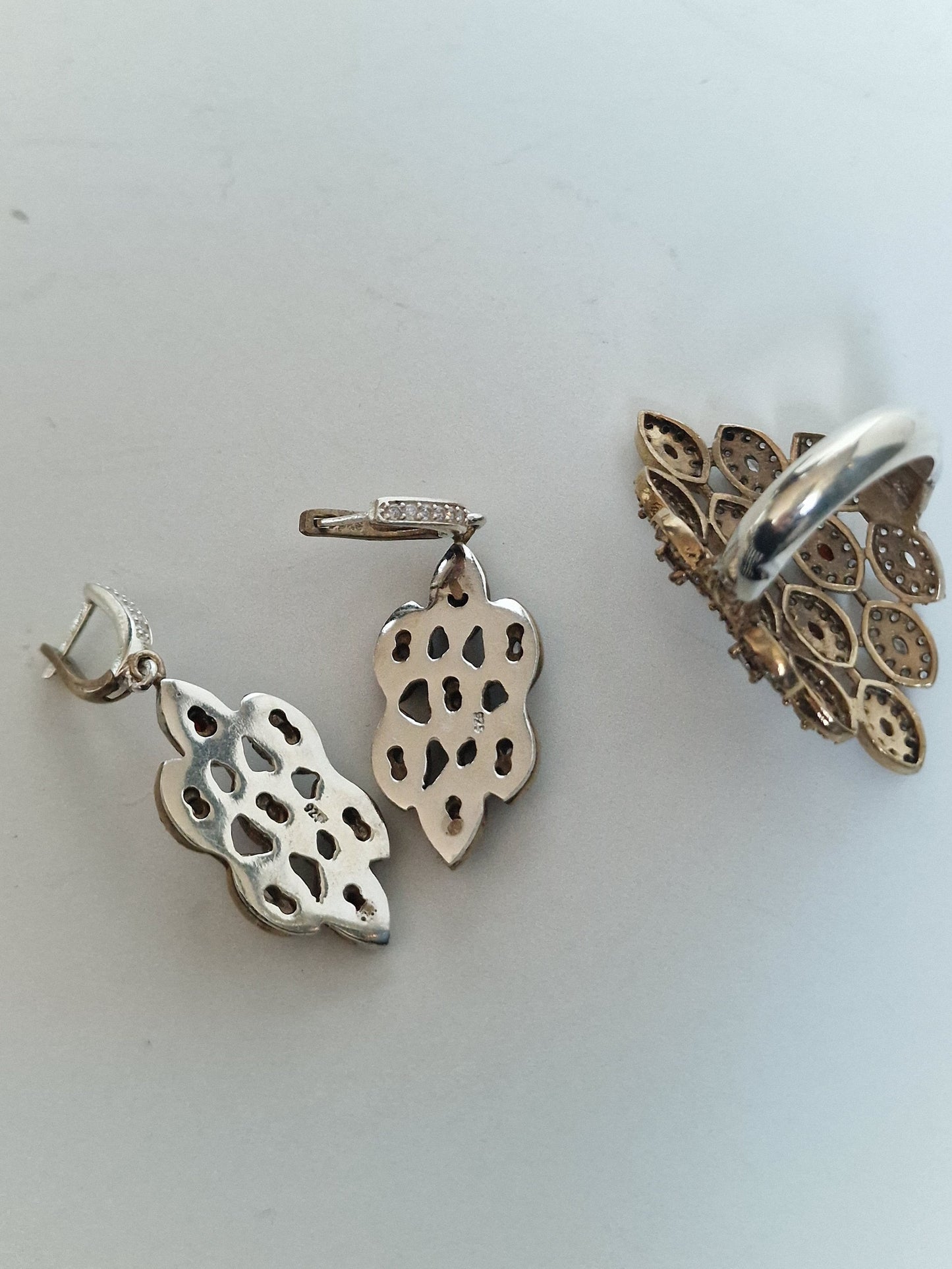 Sterling Silver Zircon Garnet Jewelry Set, Royal Beauty