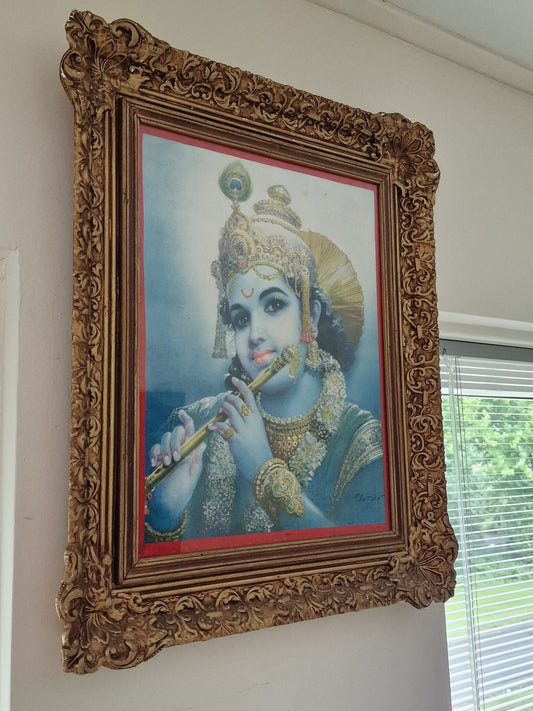 P. Sardar Vishnu hindu schilderij ingelijst sardar framed, signed