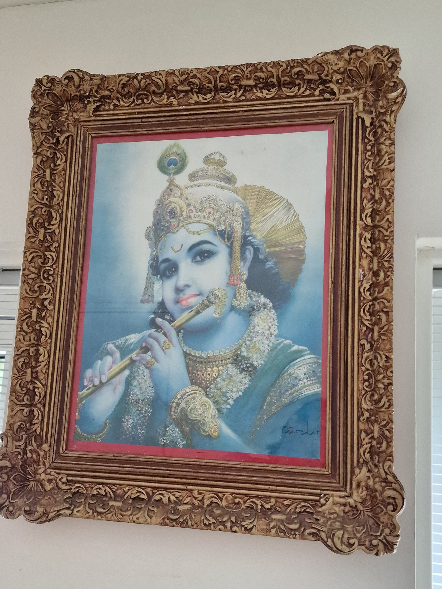 P. Sardar Vishnu hindu schilderij ingelijst sardar framed, signed
