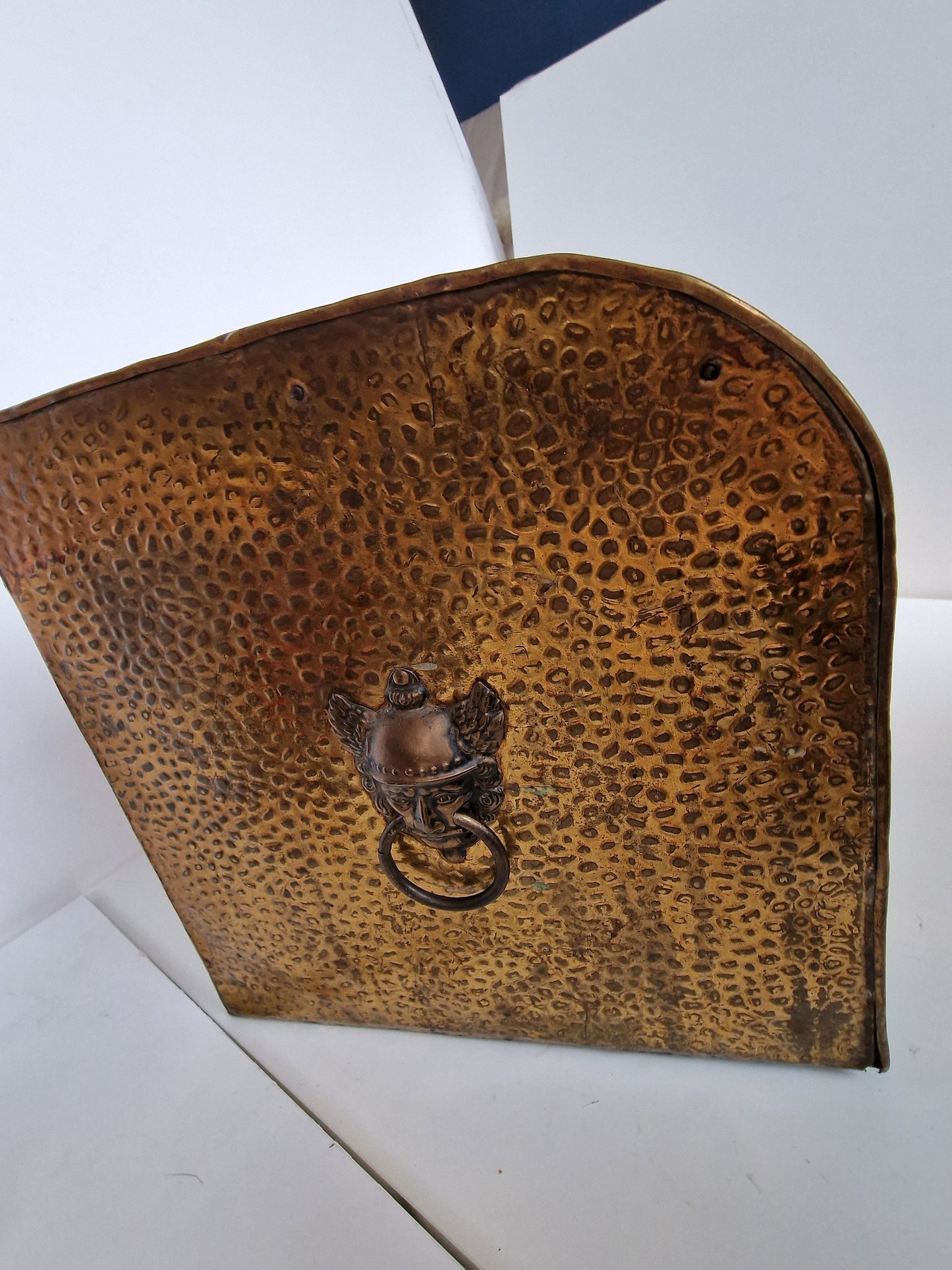 Large Antique Dutch Brass Travel Coffer, Friesian Coffin, 44cm