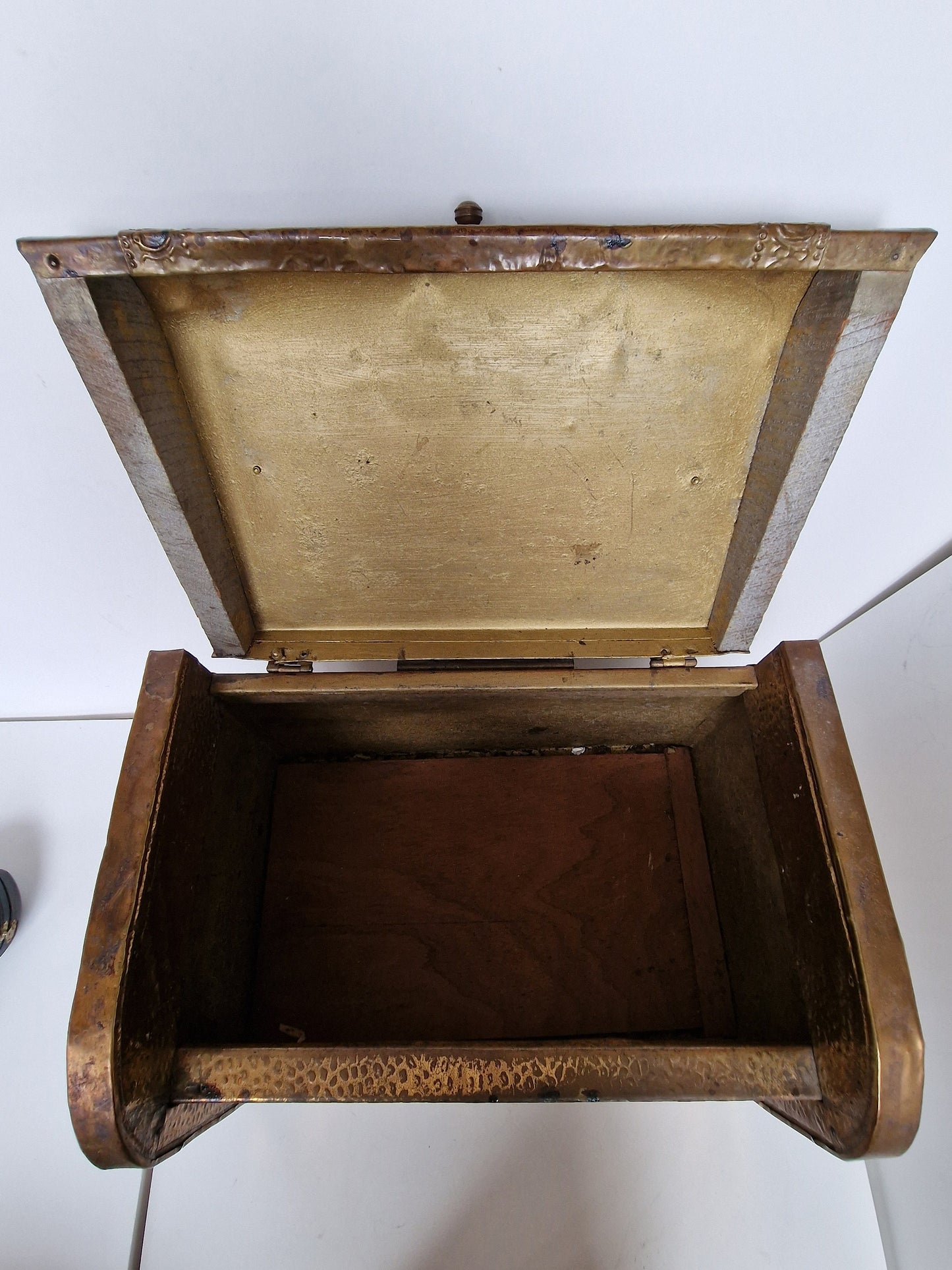 Large Antique Dutch Brass Travel Coffer, Friesian Coffin, 44cm