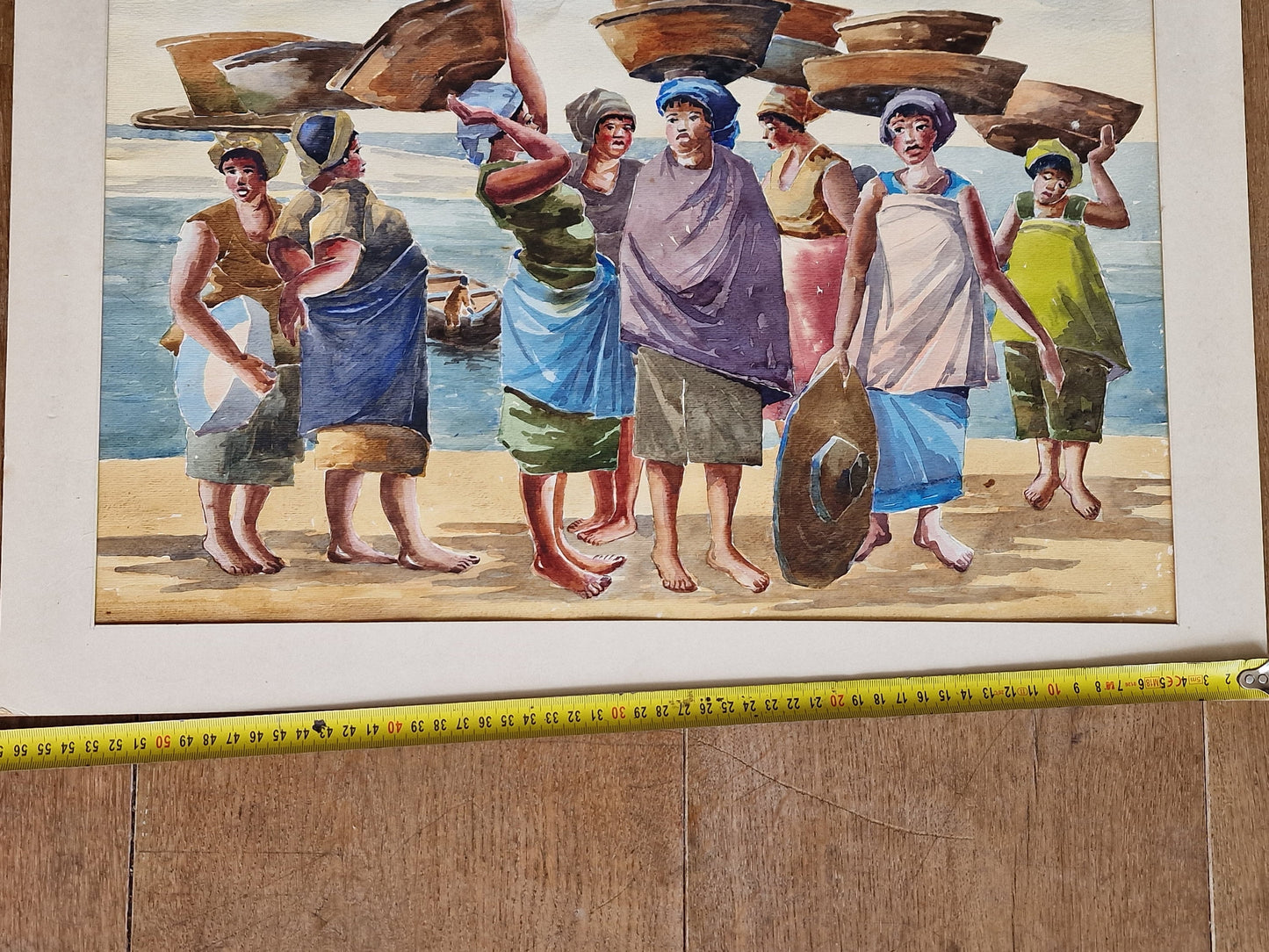 Philip Morland Amonoo, Dancing Maids Watercolor, 1981