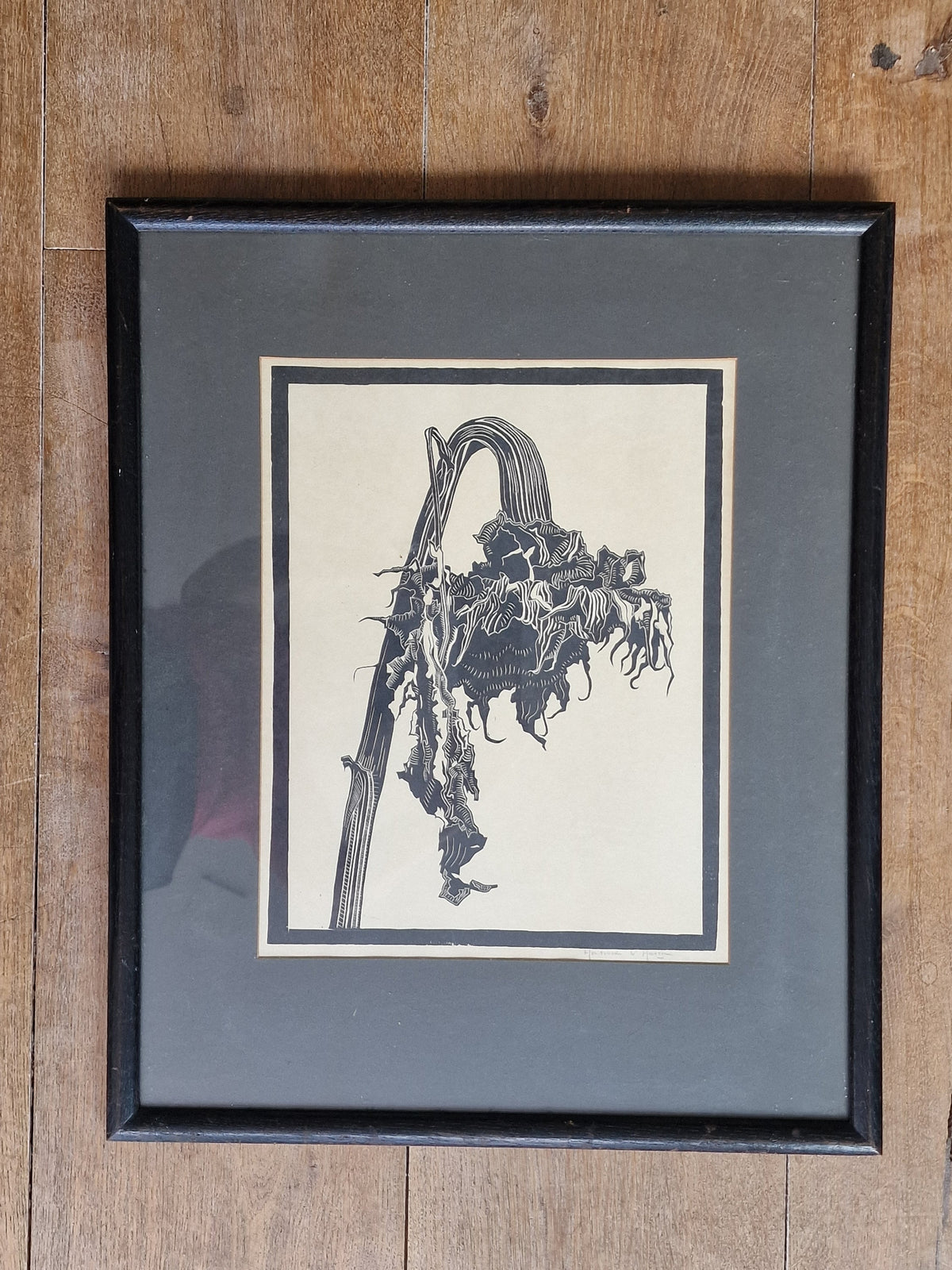C W van Hasselt Woodcut, Indonesian Dutch Artist, Framed Art