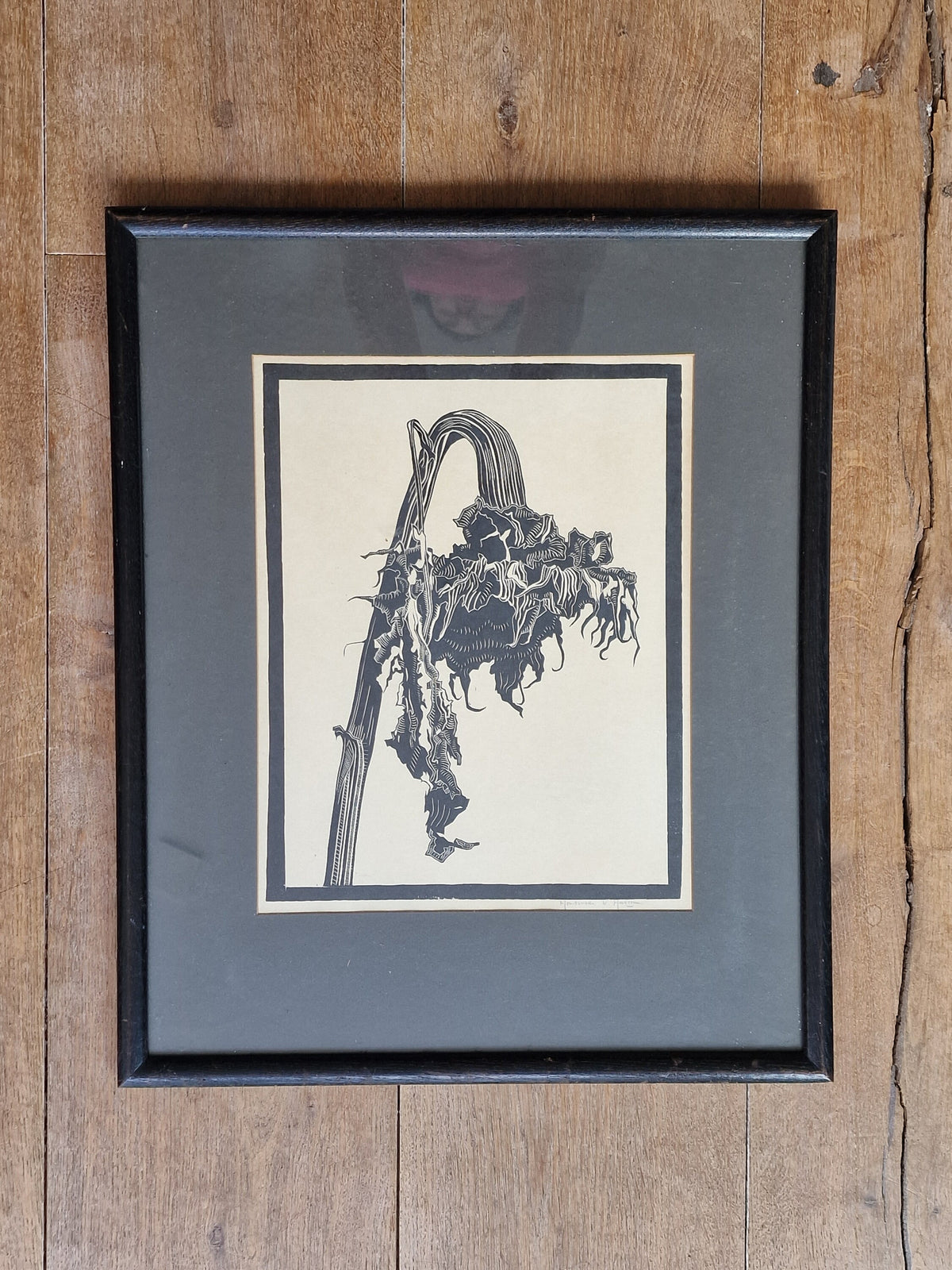 C W van Hasselt Woodcut, Indonesian Dutch Artist, Framed Art