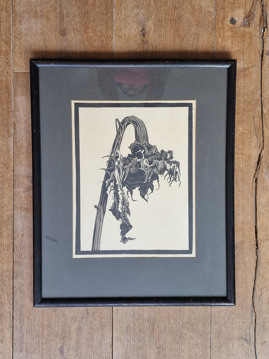 C W van Hasselt Woodcut, Indonesian Dutch Artist, Framed Art
