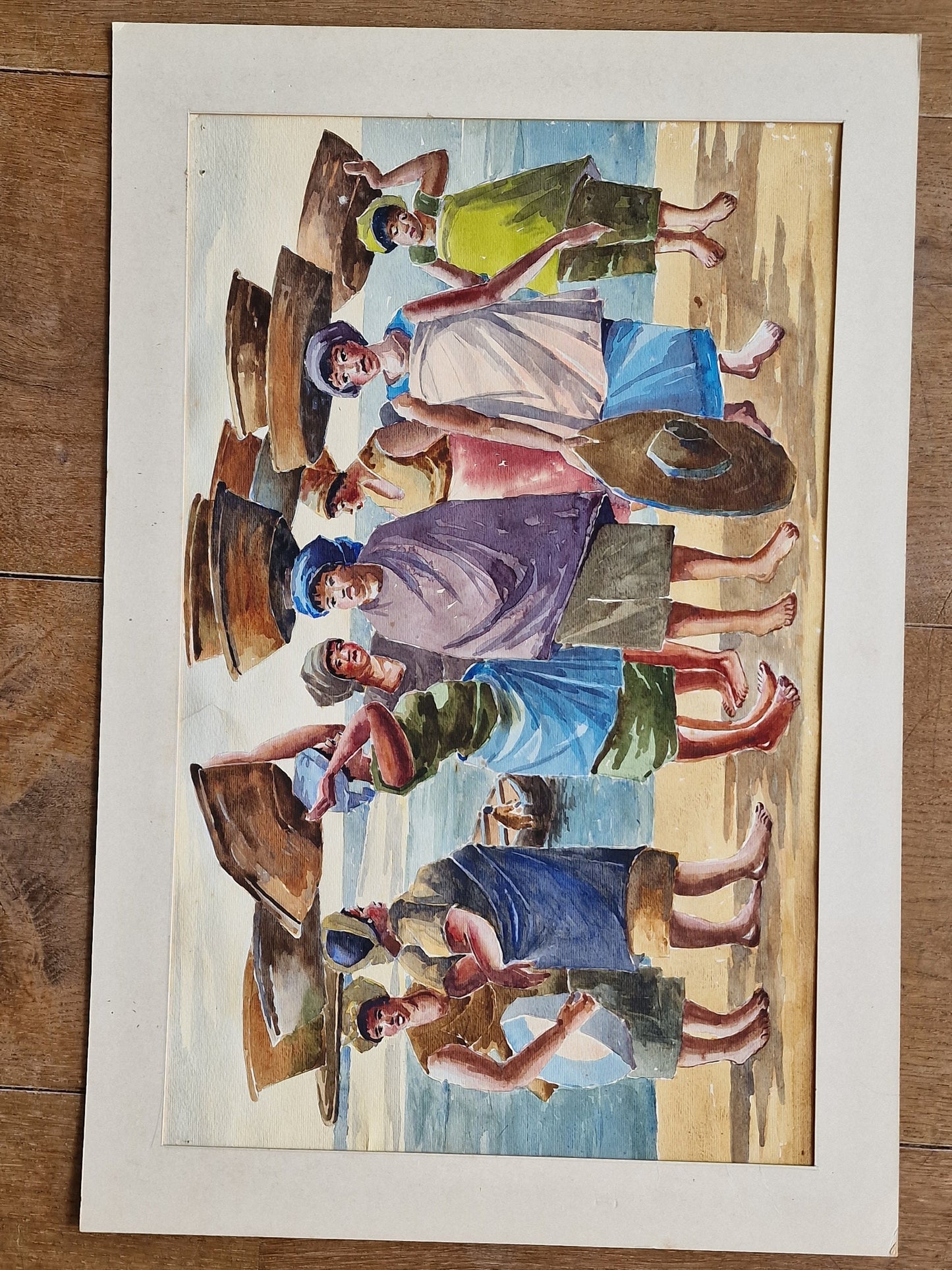 Philip Morland Amonoo, Dancing Maids Watercolor, 1981