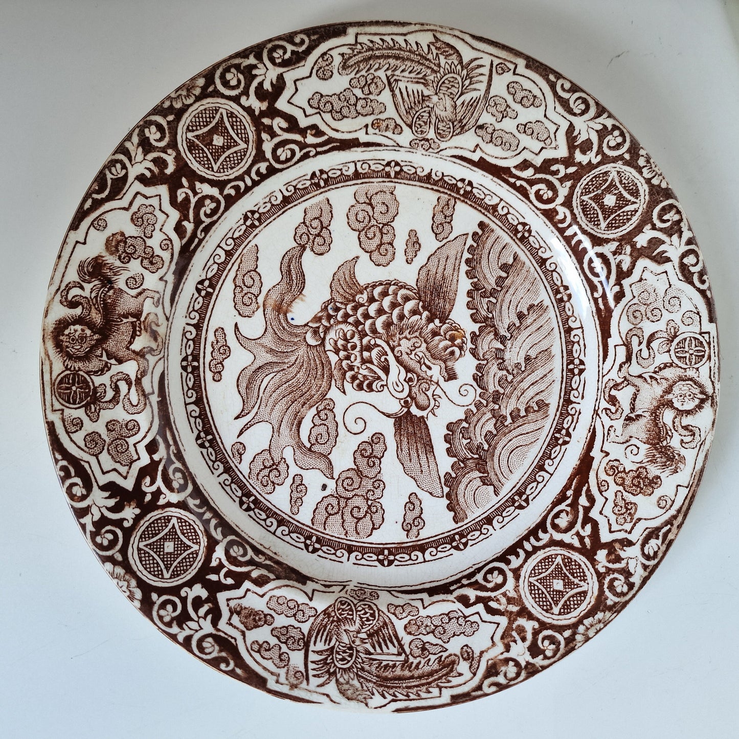 Antique Scottish Chinoiserie Transferware Plate, J & MP Bell IKAN, 1890