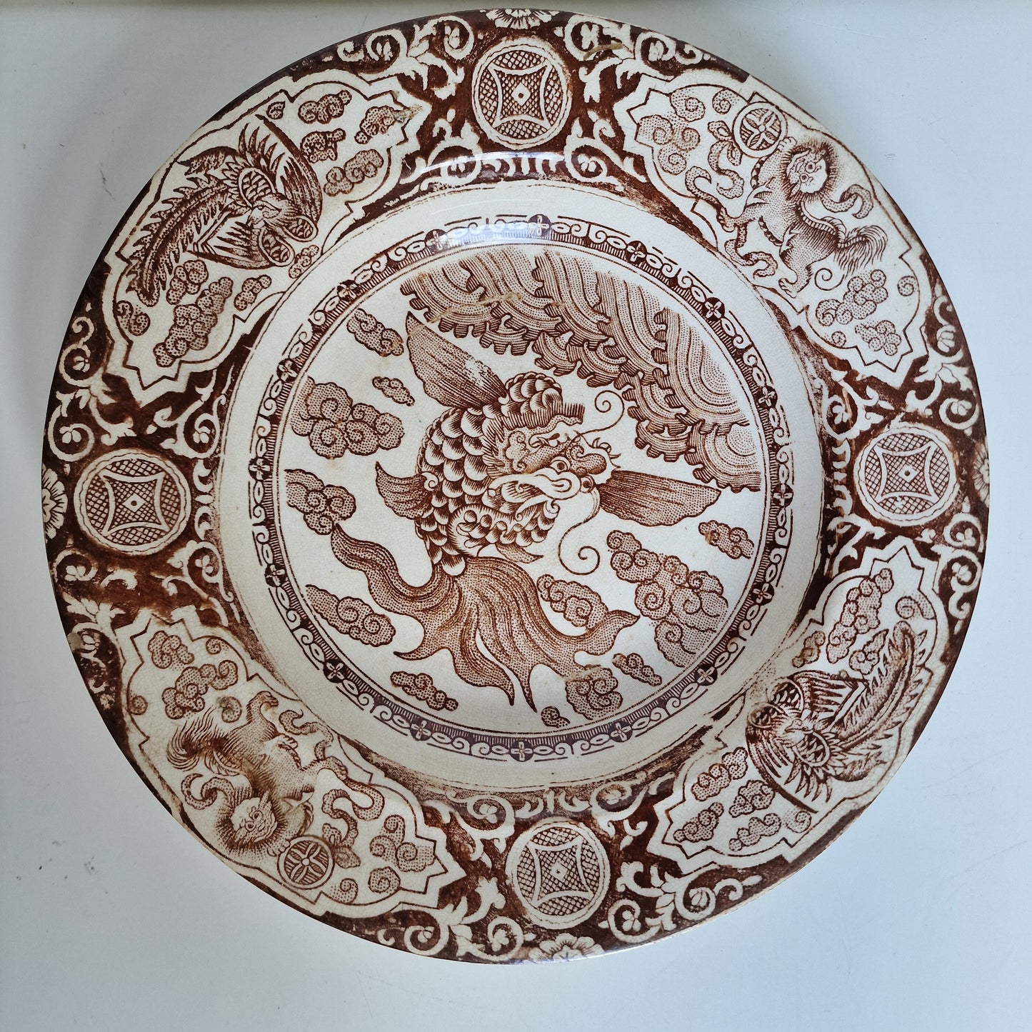 Antique Scottish Transferware Plate, J & MP Bell IKAN China, 1890