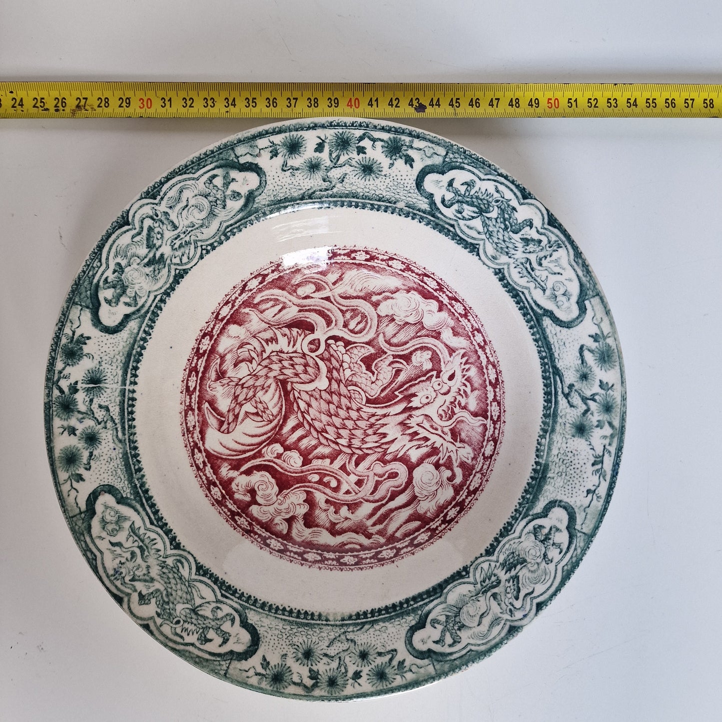 Antique Scottish Transferware Plate, Dragon Chinoiserie Dish, 1890