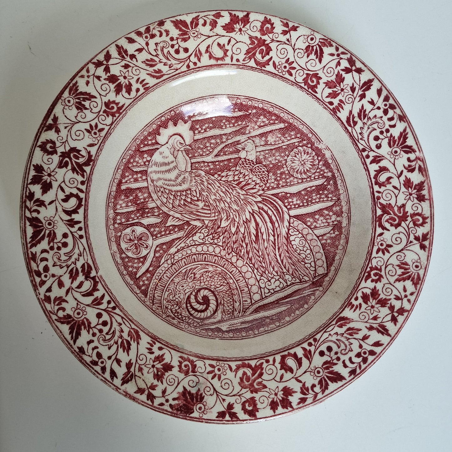 Antique Chinoiserie Transferware Plate, J & MP Bell Ayam Jantan, 1890
