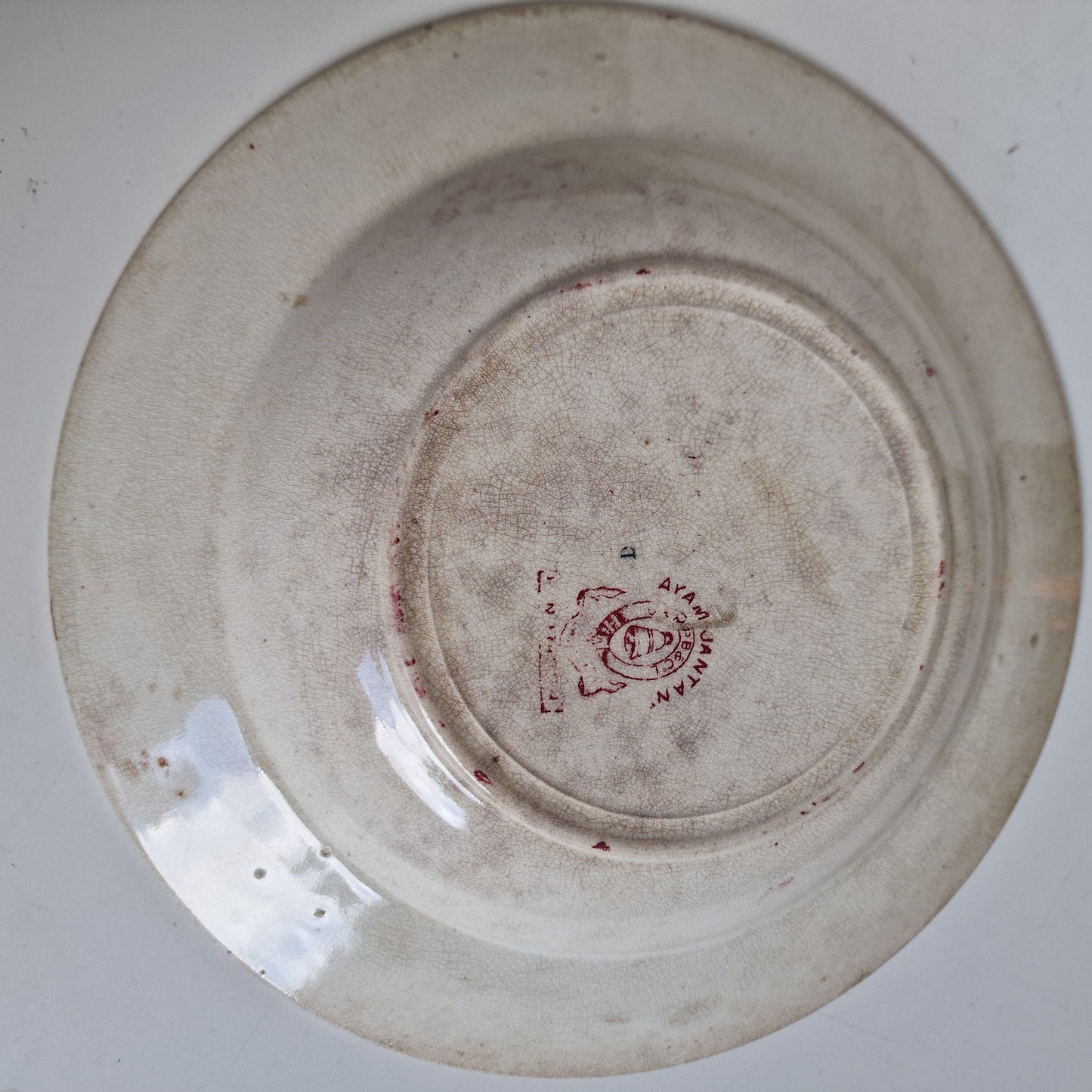 Antique Chinoiserie Transferware Plate, J & MP Bell Ayam Jantan, 1890