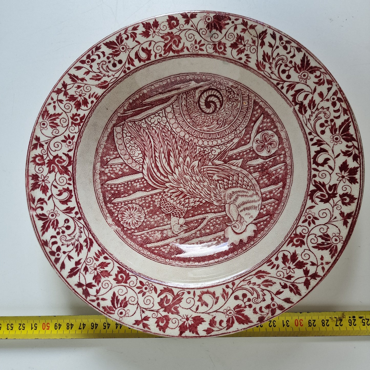 Antique Chinoiserie Transferware Plate, J & MP Bell Ayam Jantan, 1890