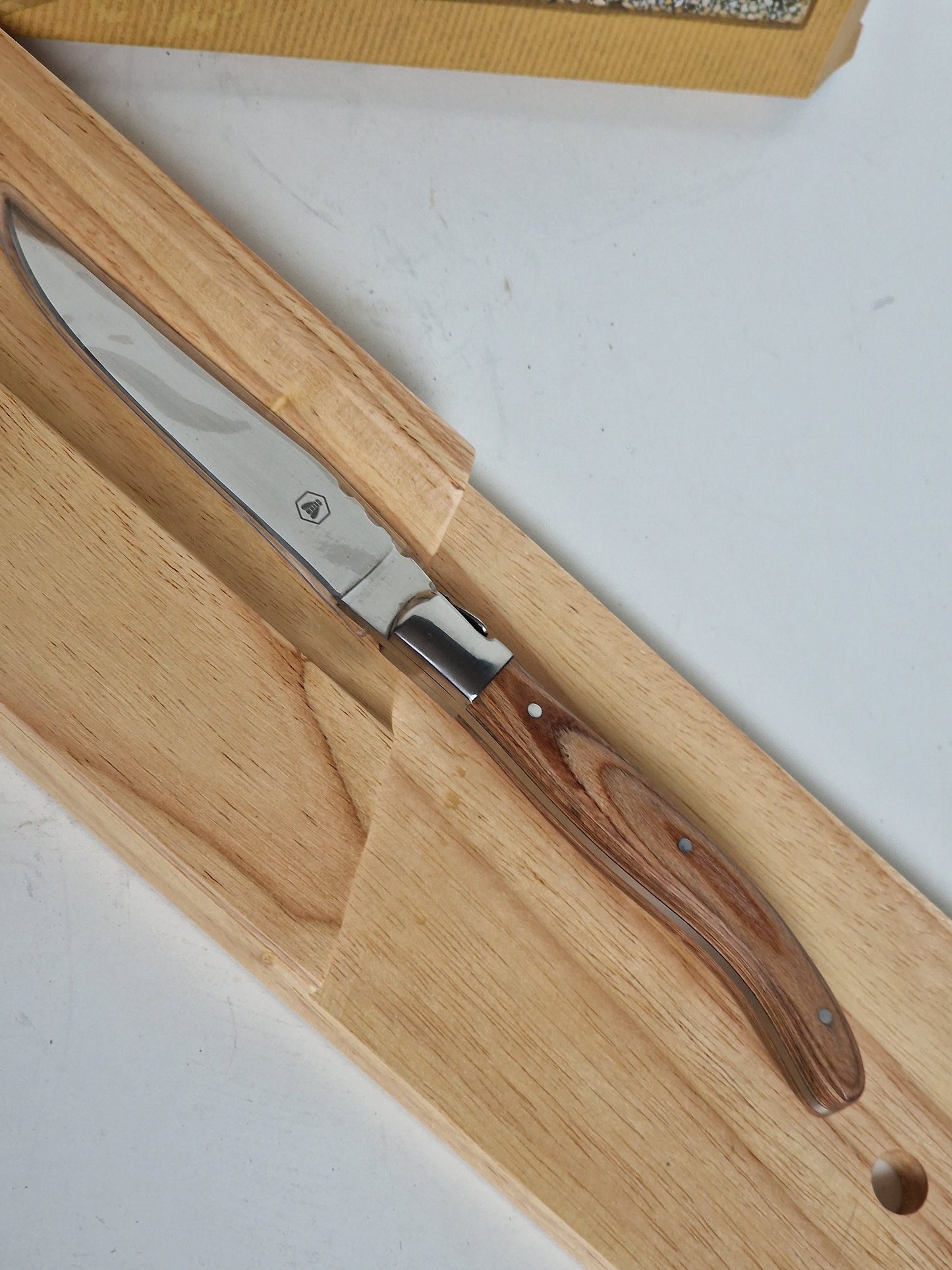 Laguiole Wood Sausage Cutter with Holder, Appetizer Serving Set