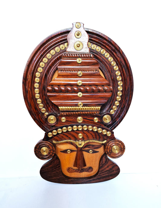 XL Vintage Sheesham Kathakali Mask, Hand Carved Indian Wall Art