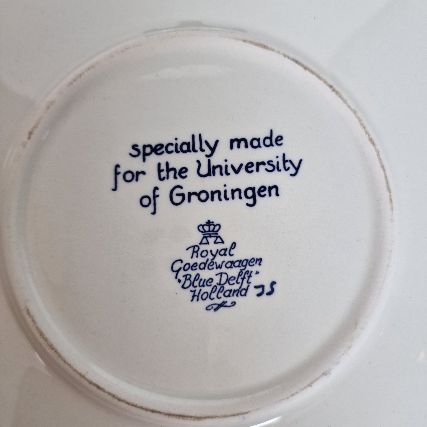 Hand Painted Royal Goedewaagen Delft Plate, Academia Groningen
