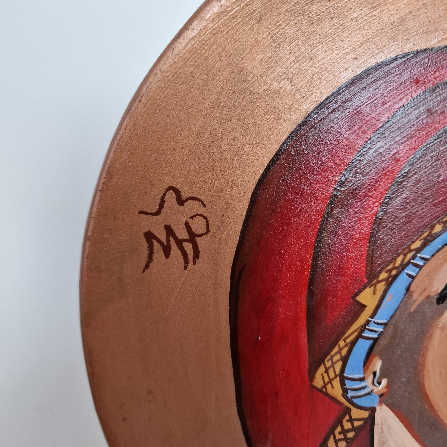 Vintage Russian Icon Plate, Madonna and Child, Signed Pottery Art (27cm)