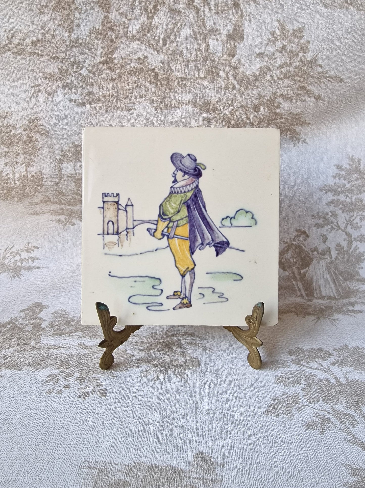 Art Nouveau Rozenburg Tile, H.W. Mesdag, Dutch Antique, 1900-1910