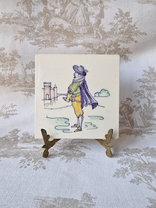 Art Nouveau Rozenburg Tile, H.W. Mesdag, Dutch Antique, 1900-1910