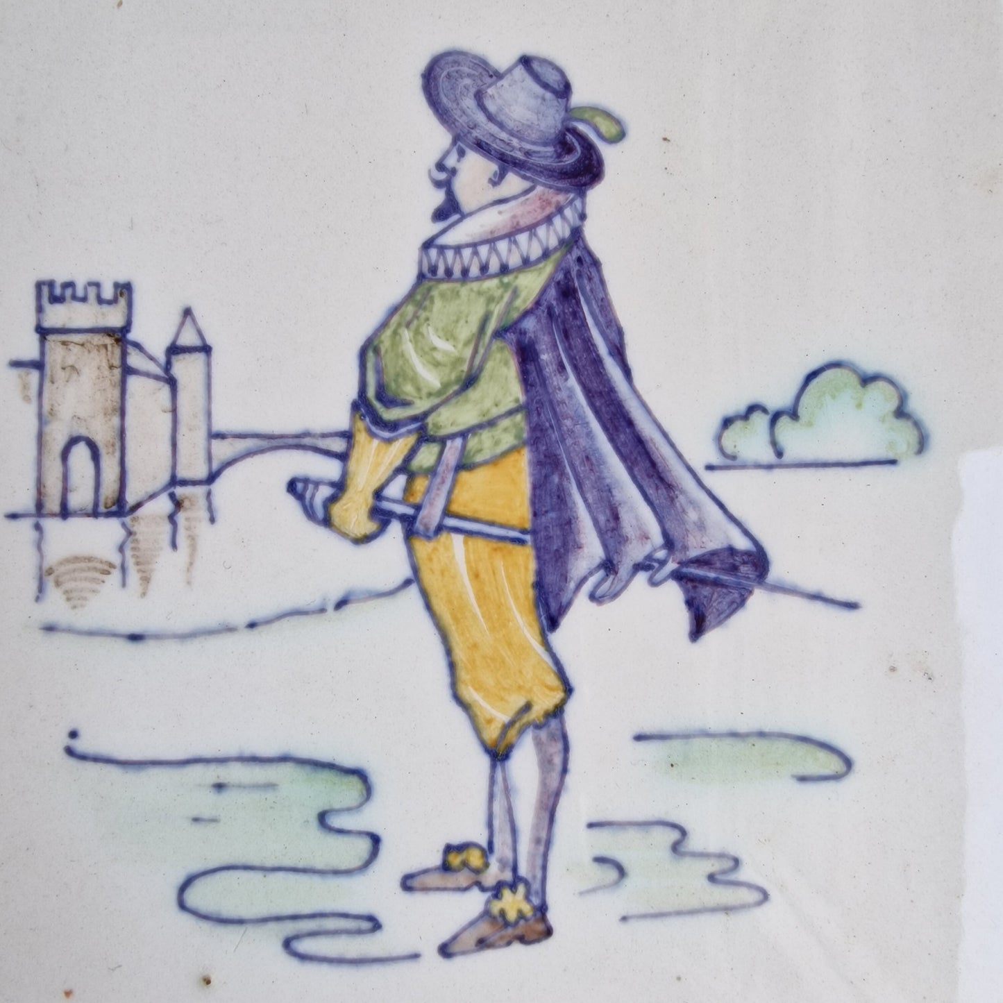 Art Nouveau Rozenburg Tile, H.W. Mesdag, Dutch Antique, 1900-1910