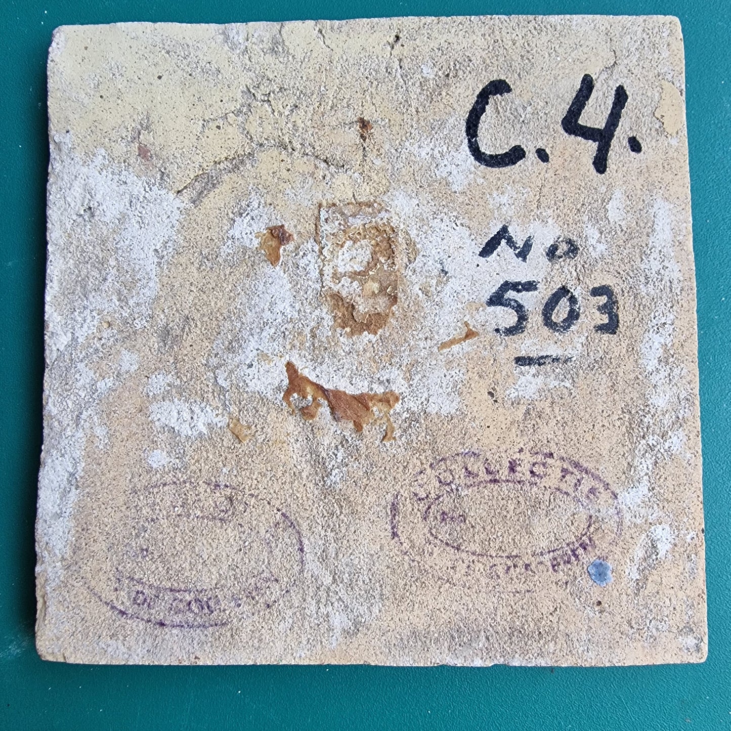 Antique Dutch Delft Tile – Bear Motif, Circa 1600