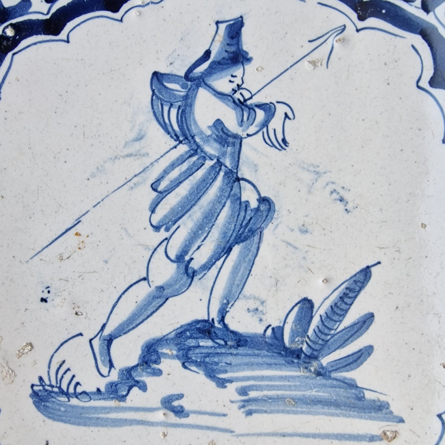 Antique Delft Tile – Hunter Scene, Wanli Motif (1620-1650)