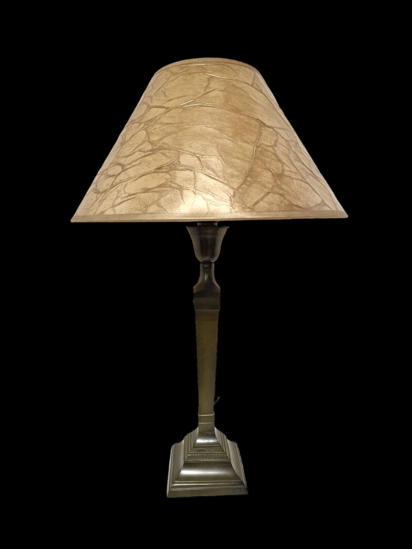 XL Dutch Design Brass Table Lamp with Silk Velvet Shade
