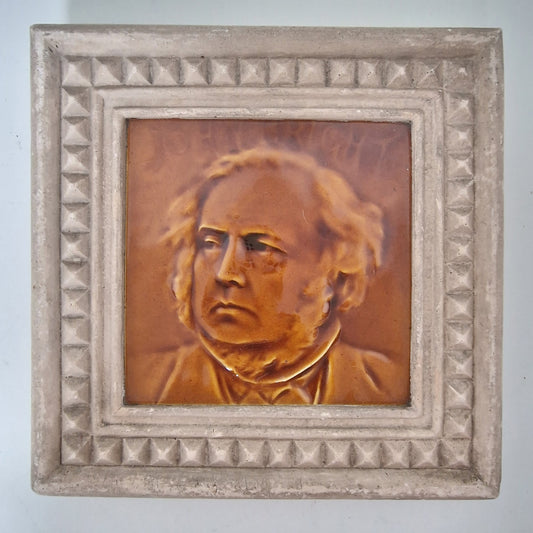 J.C. Edwards Ruabon Tile, John Bright Portrait, Framed Art Nouveau