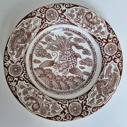 Antique Scottish Chinoiserie Plate, J & MP Bell Transferware, 1890