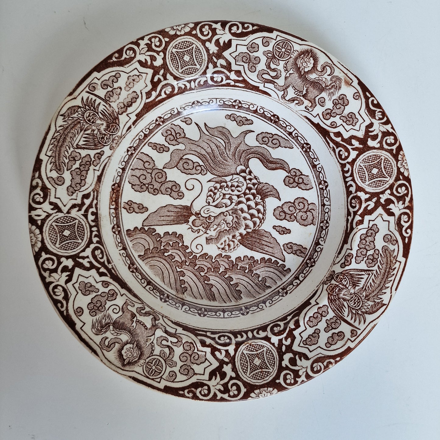 Antique Scottish Chinoiserie Plate, J & MP Bell Transferware, 1890