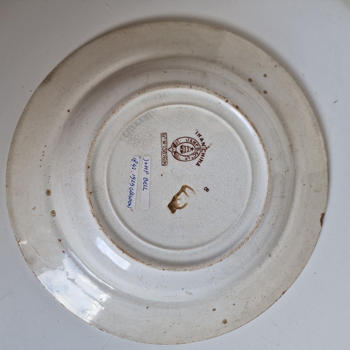 Antique Scottish Chinoiserie Plate, J & MP Bell Transferware, 1890