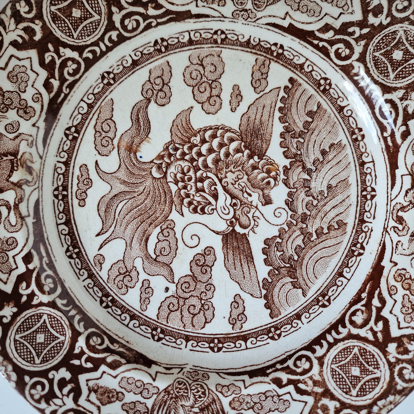 Antique Scottish Chinoiserie Transferware Plate, J & MP Bell IKAN, 1890