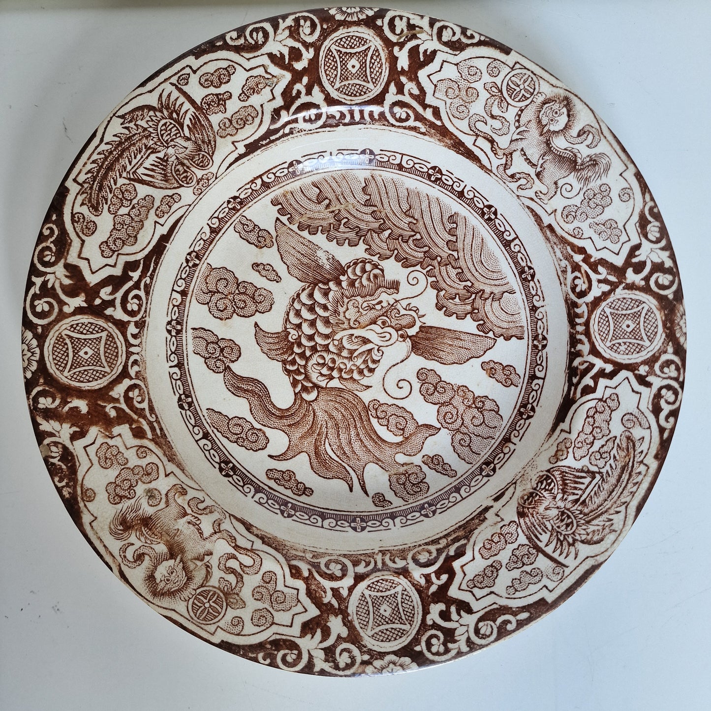Antique Scottish Transferware Plate, J & MP Bell IKAN China, 1890