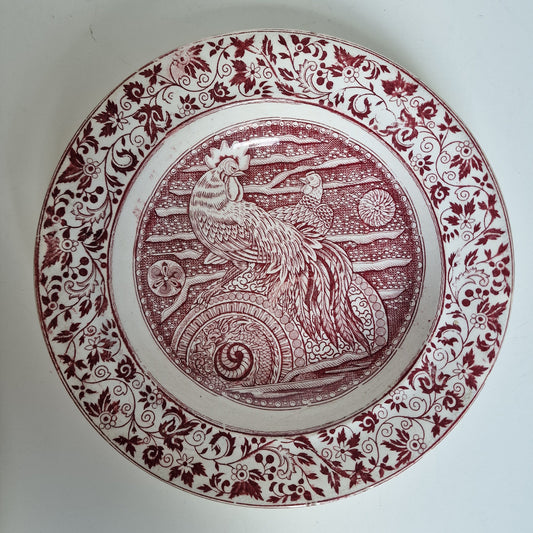 Antique Chinoiserie Plate, 1890 J&MP Bell Ayam Jantan Transferware