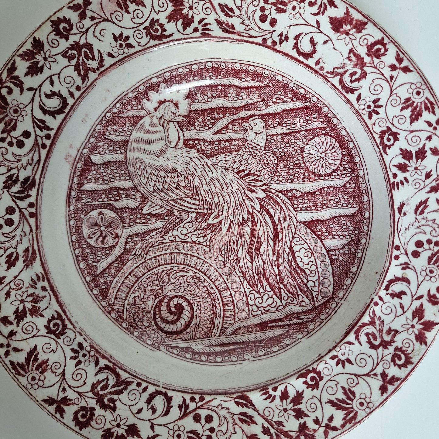 Antique Chinoiserie Plate, 1890 J&MP Bell Ayam Jantan Transferware
