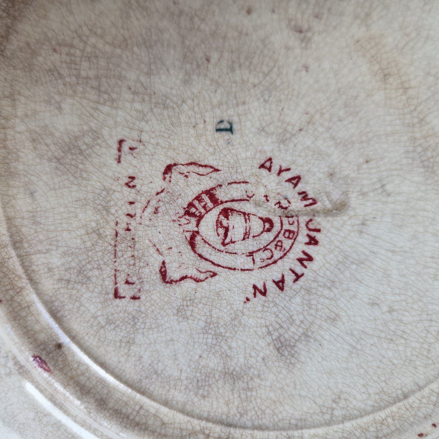 Antique Chinoiserie Transferware Plate, J & MP Bell Ayam Jantan, 1890