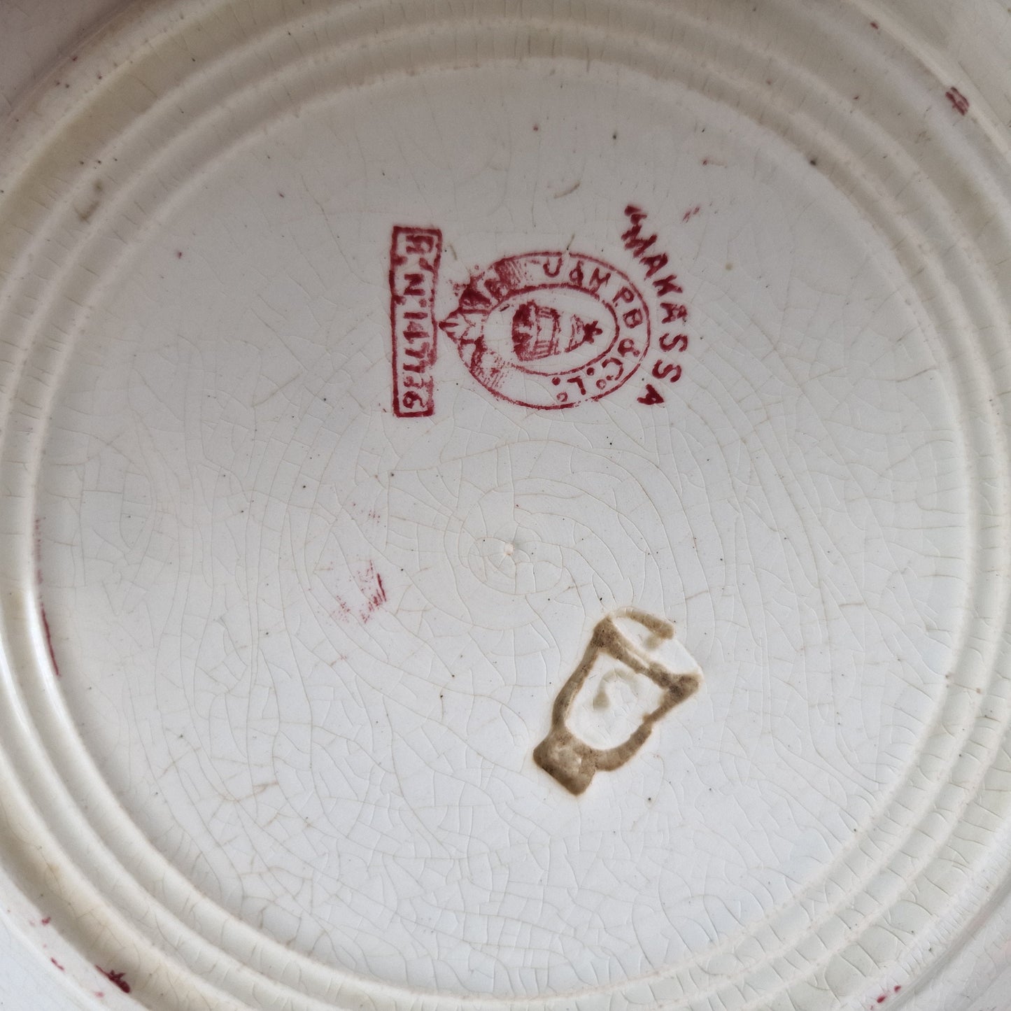 Antique Chinoiserie Transferware Plate, J & MP Bell Makassar, Scottish 1890