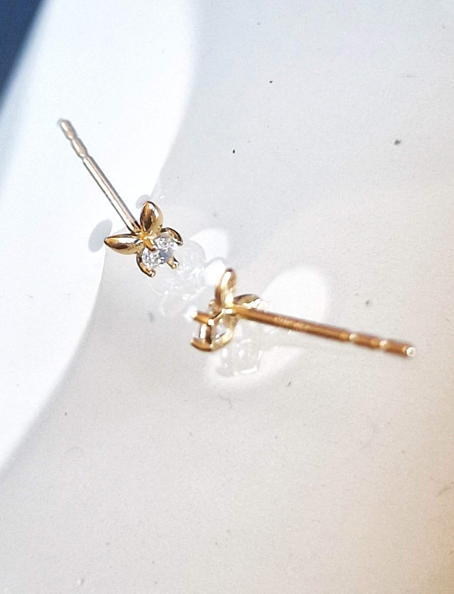 14k Gold Bunny Earrings with Zirconia