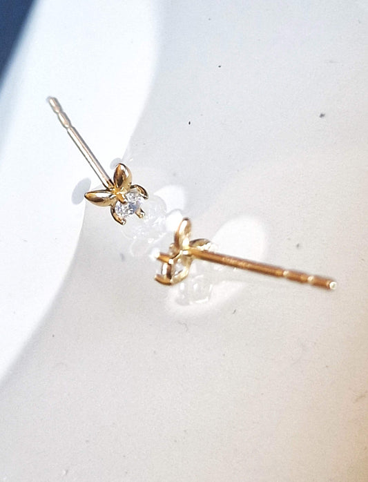 14k Gold Bunny Earrings with Zirconia