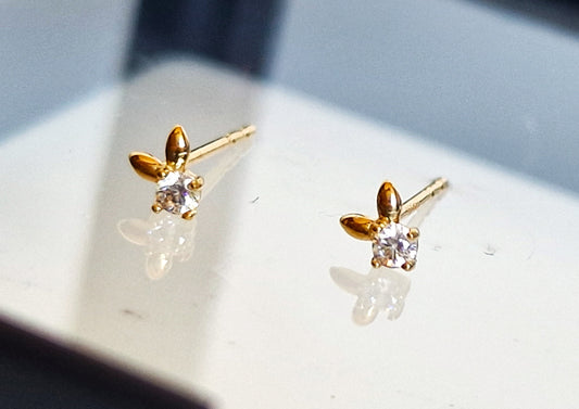 14k Gold Bunny Earrings with Zirconia