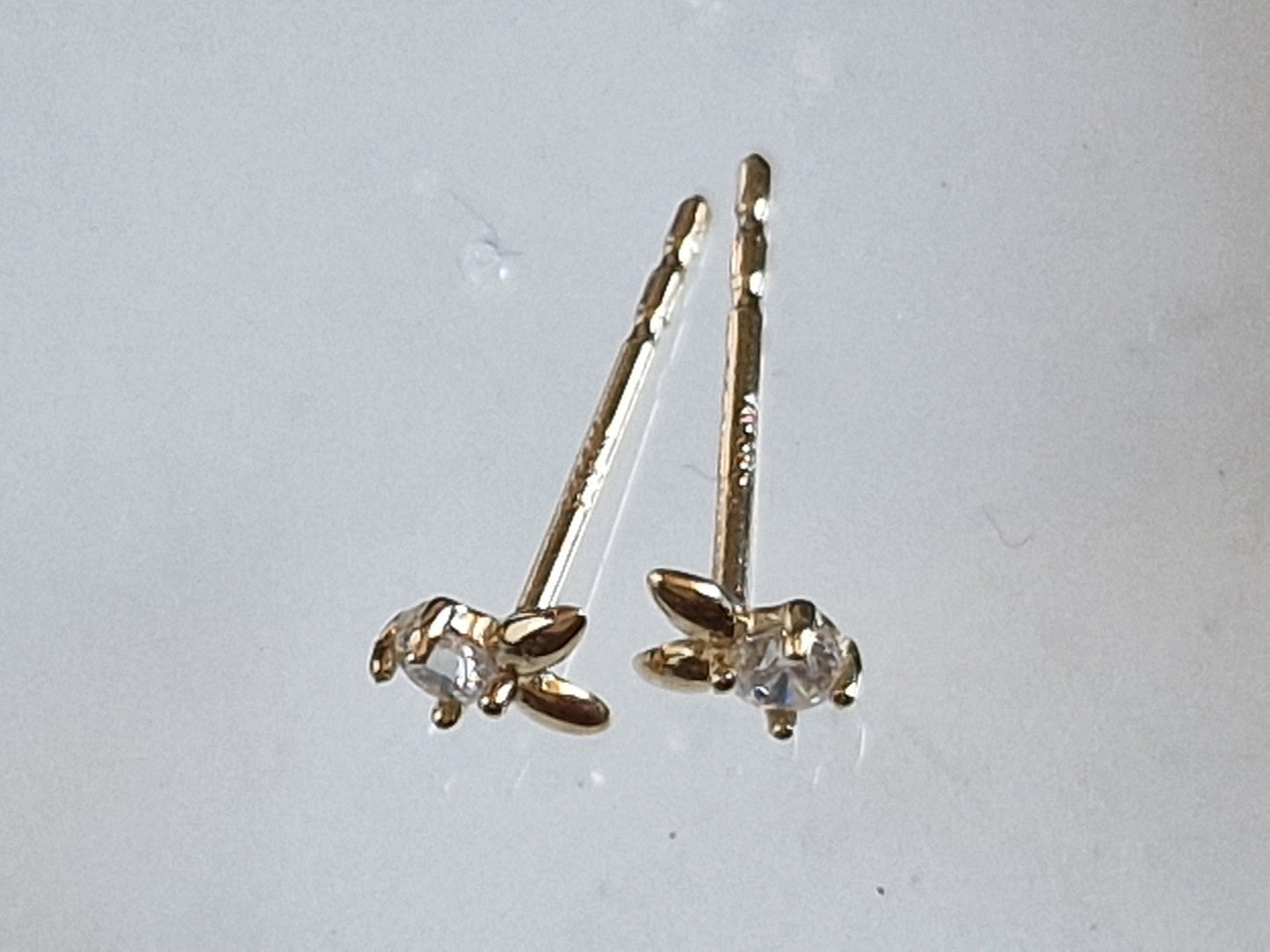 14k Gold Bunny Earrings with Zirconia