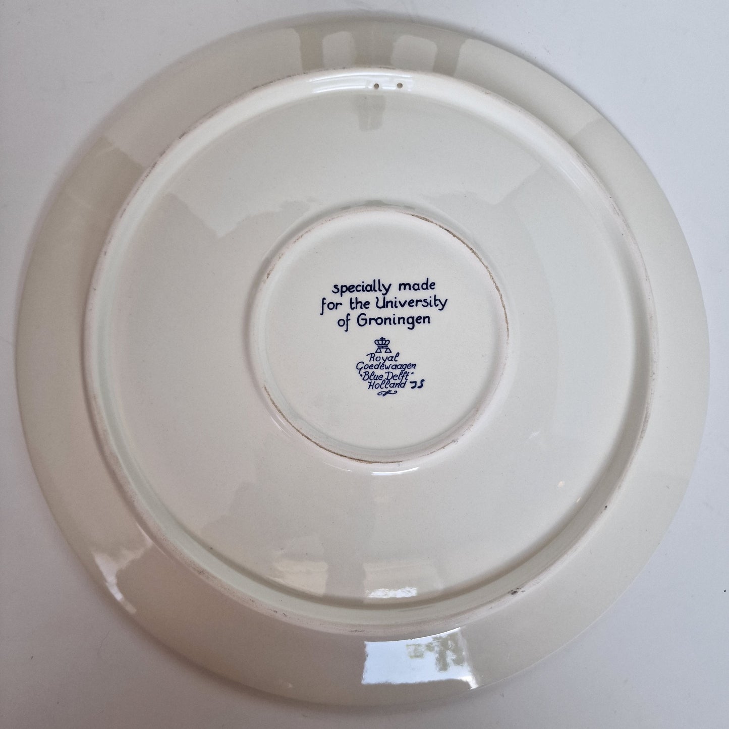 Hand Painted Royal Goedewaagen Delft Plate, Academia Groningen