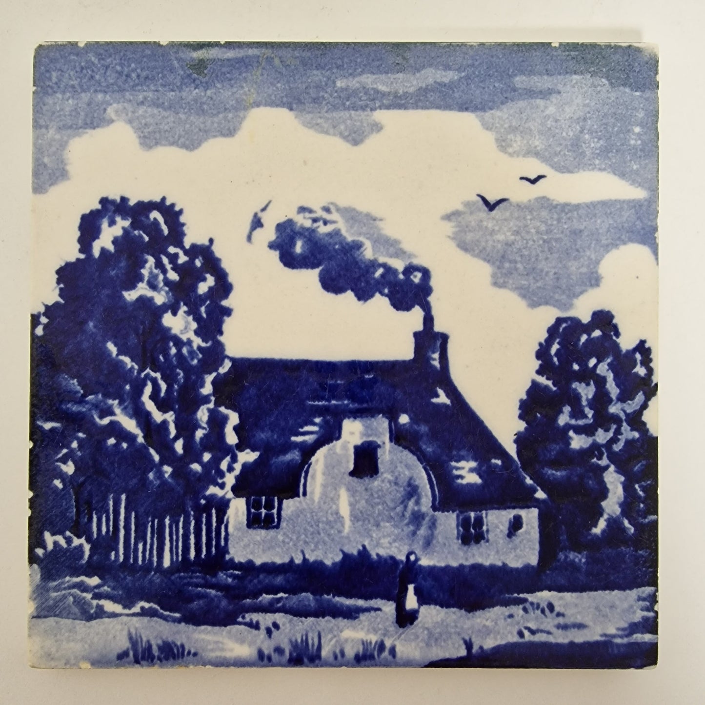 Meissen Delft Pottery Tile, Framed Dutch Art, Art Nouveau c1900