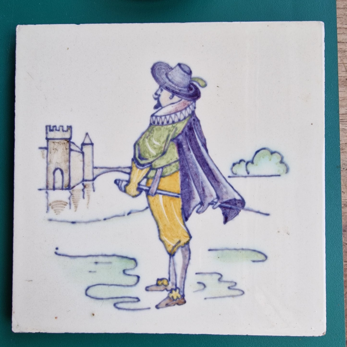 Art Nouveau Rozenburg Tile, H.W. Mesdag, Dutch Antique, 1900-1910