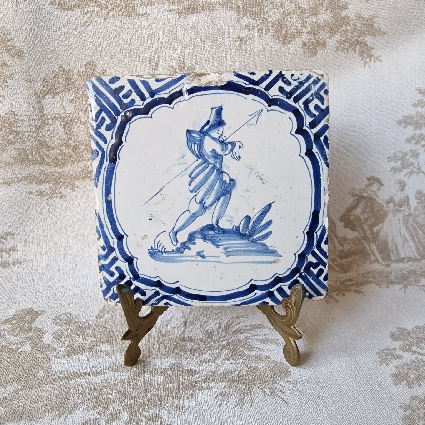 Antique Delft Tile – Hunter Scene, Wanli Motif (1620-1650)