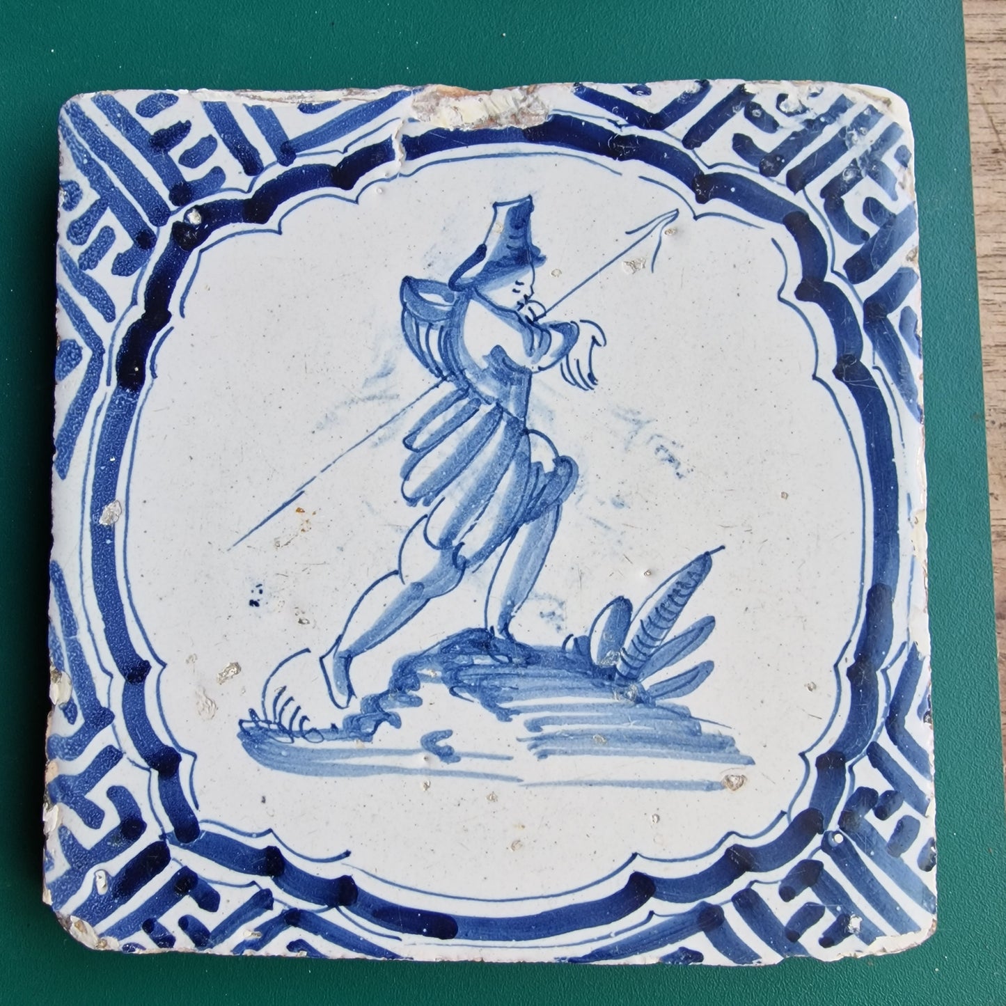 Antique Delft Tile – Hunter Scene, Wanli Motif (1620-1650)