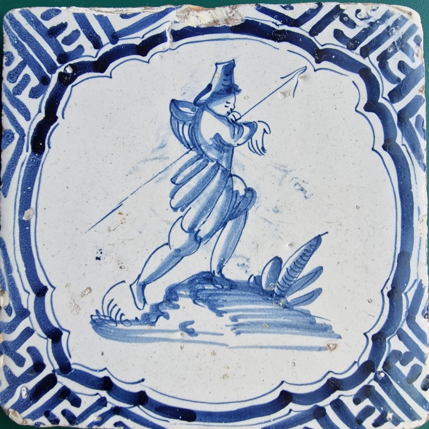 Antique Delft Tile – Hunter Scene, Wanli Motif (1620-1650)