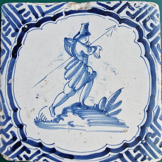 Antique Delft Tile – Hunter Scene, Wanli Motif (1620-1650)