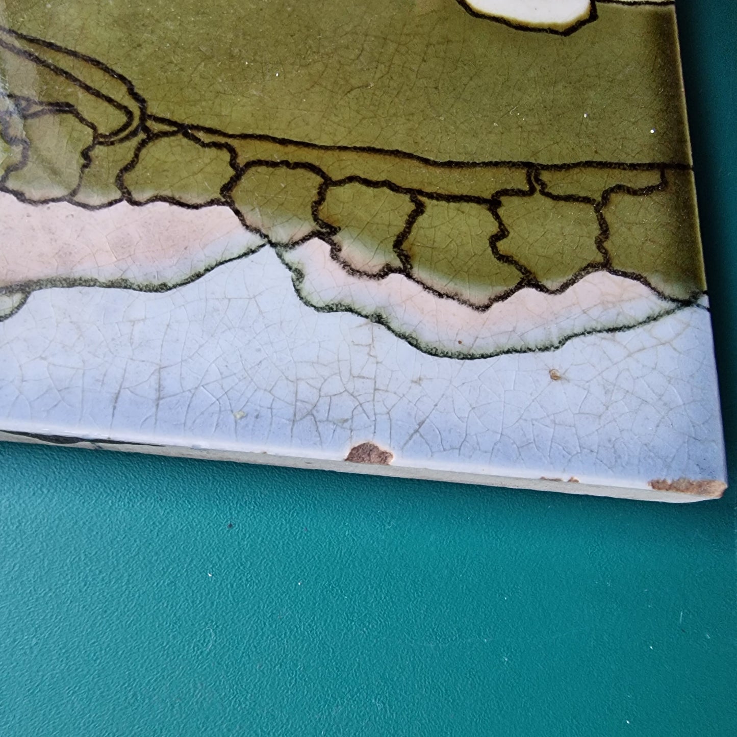 Antique Art Nouveau Tile, Boizenburg Henri Cassiers Sheep Design, c1910
