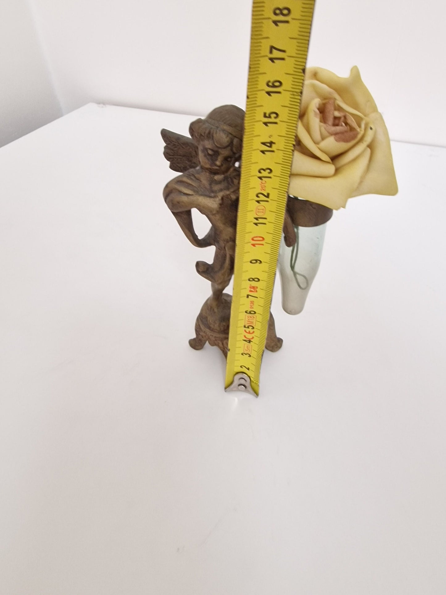 Art Nouveau Jugendstil bronze angel child vase mouth blown glass in cherub holder, Europe, antiques, reminiscence, memories